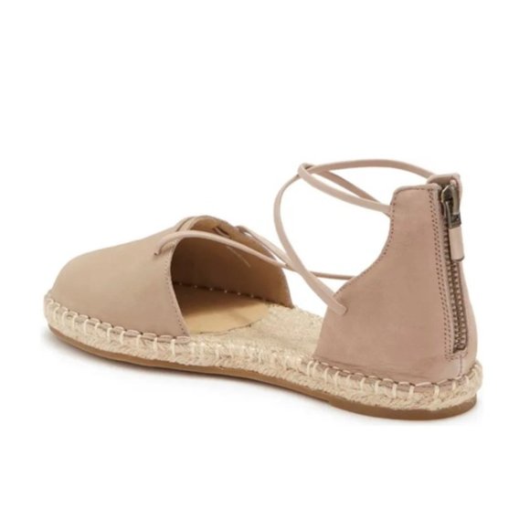 New Eileen Fisher 7.5 Leather Lace Up D'Orsay Lee Espadrille NUDE Flat Sandals - Picture 4 of 11